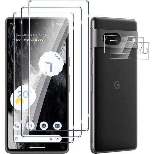 [3+2 Pièces Verre Trempé Pour Google Pixel 7 Et Caméra Arrière Protecteur,Sans Bulles,9h Dureté,Anti-Rayures,Hd Film Protection Ecran Pour Google Pixel 7