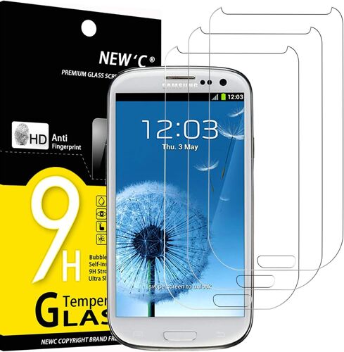 LOT DE 3, VERRE TREMPÉ COMPATIBLE AVEC SAMSUNG GALAXY S3, FILM PROTECTION ÉCRAN SANS BULLES D'AIR ULTRA RÉSISTANT (0,33MM HD ULTRA TRANSPARENT) DURETÉ 9H GLASS