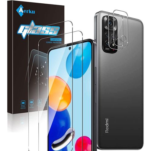 Verre Trempé Pour Xiaomi Redmi Note 11 6.43"" + Caméra Arrière Protecteur [2+2 Pièces], Dureté 9h [Sans Bulles] Ultra Résistant Film Vitre Trempé Protection Écran [Transparente]