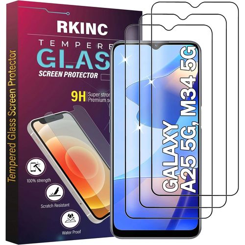 Sjzg-Verre Trempé [Lot De 3] Pour Samsung Galaxy A25 5g, M34 5g, Film Protection Écran, Dureté 9h 0,33 Mm Hd Glass [Sans Bulles D'air][Résistant Aux Rayures][Garantie À Vie]