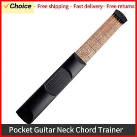 6 Cordes 6 Frettes Modèle Portable Poche Guitare Manche Accord Entraîneur Sapelli Bois Guitare Outil De Pratique Pour Formateur Débutant Noir