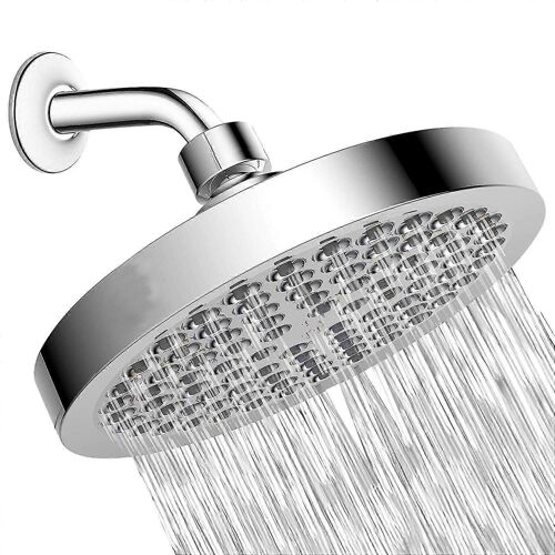 Pomme de douche 15cm - Pomme de douche haute pression ronde en acier inoxydable pour une douche confortable avec une faible pression d'eau - Montage mural ou au plafond-rx