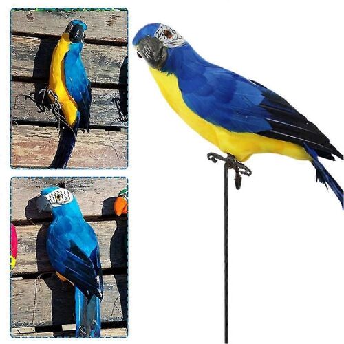 45cm artificiel réaliste perroquet Figurine oiseaux modèle Maison Jardin Décor Bleu