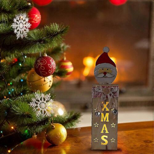 Noël Illuminer Ornements Noël Père Noël Bonhomme de neige Renne En Bois Noël Veilleuse Centres de table Ornement de bureau pour Noël Home Decor-1809