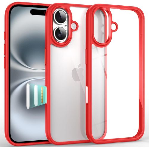 Ppdaz-Coque Antichoc Transparente Pour Iphone 16 Plus, [Bouton De Contrôle Caméra] [Housse Protection Anti-Chute De 10 Pieds] Cover Case Dos Dur Avec Airbags Aux Quatre Coins, 6,7"", Rouge