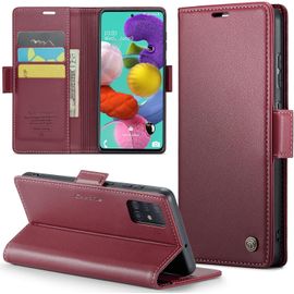 Kalanka-Coque Pour Samsung Galaxy A51 4g, Étui Housse En Rfid Protection Premium Pu Cuir Portefeuille Rabat Case Magnétique Stand Antichoc, Étui Case Pour Samsung Galaxy A51 4g (Pas Pour 5g), Rouge