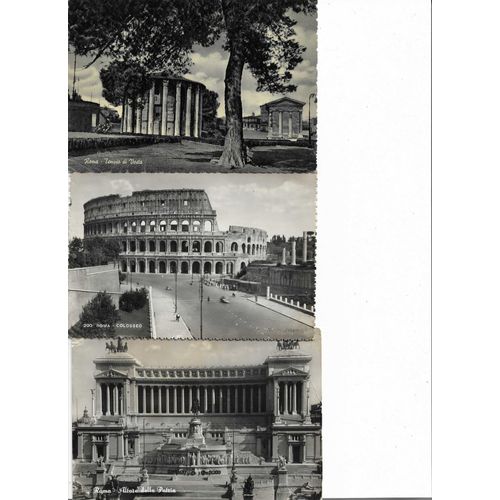 3 Cartes Postales Semi Modernes Circulées Italie Rome