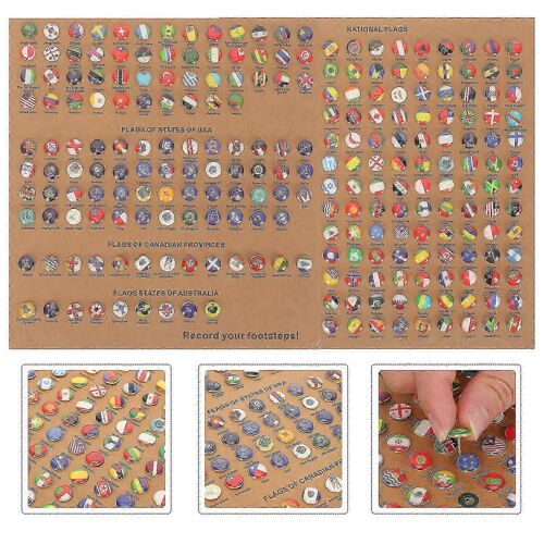 291pcs Drapeau National Punaises Pouce Carte Pays Punaise Punaises Créatives Pour Planche Walkbee A-F