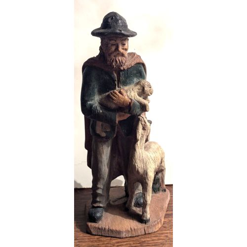 Statuette Berger avec moutons en résine