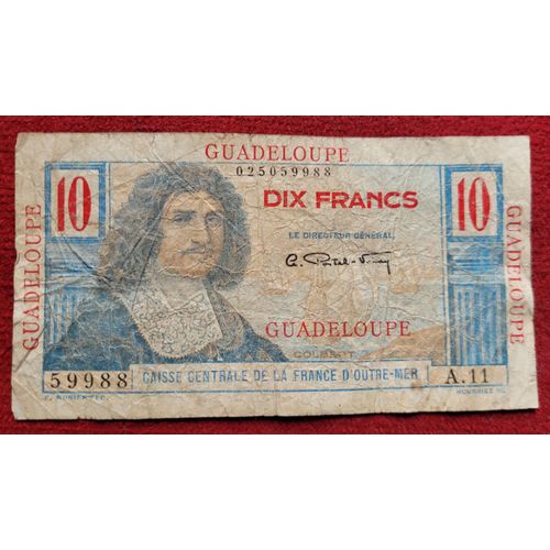 Billet De Banque Colbert De 10 Francs Guadeloupe 1947-1949