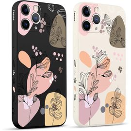 Tianyi-2 Pezzi Cover Per Apple Iphone 11 Pro 5.8" Carina Foglie E Fiori Adorabili Romantico Disegno Morbido Donne Protezione Sottile Anti Fotocamera Silicone Tpu Morbida Antiurto Case