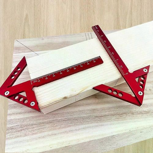 Aluminium Centre Scribe 45/90 degrés Angle droit Ligne Jauge Charpentier Règle Métrique / pouce Outil de mesure Calibre de ligne de travail du bois
