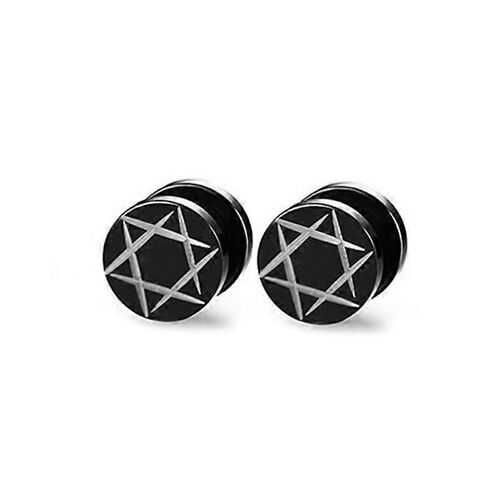 1 Paire D'étoiles En Acier Inoxydable Haltère Vis Boucles D'oreilles Pour Hommes / Femmes Collection Populaire Punk Noir Piercings Bijoux Vente Chaude