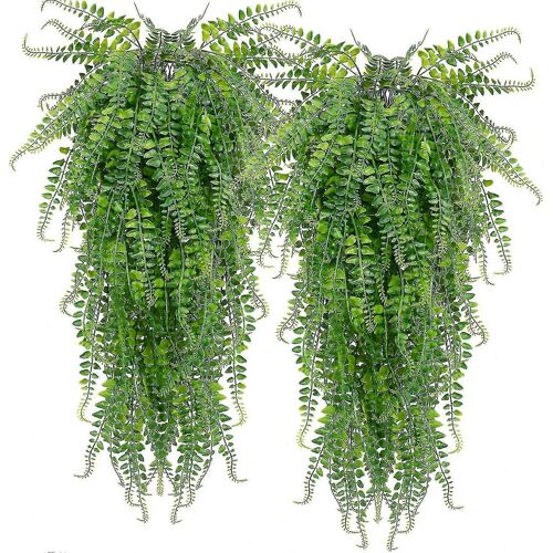 Plantes suspendues artificielles Fausses plantes Fougères Fausses plantes suspendues pour patio porche Plantes extérieures Décor (2 pièces)