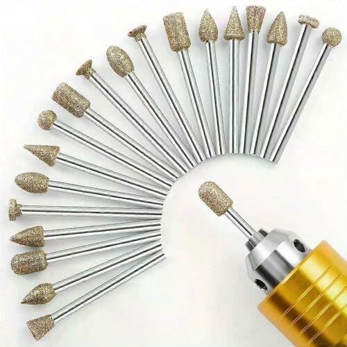 20Pcs Dremel Accessoires Diamant Têtes de meulage Mini Perceuse Ensemble de Mèches pour Dremel Outil rotatif Accessoires de meulage Tige de 3mm