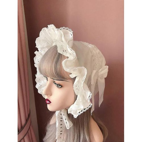 Médiéval Vintage Maid Cosplay Citrouille Cap Pour Les Femmes Lolita Dentelle Bonnet Chapeau