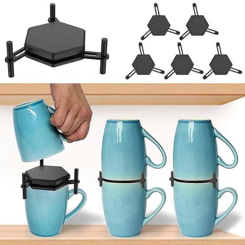6Pcs Tasse à Café Porte-Tasse Réglable Distributeur De Boisson Organisateur Empilable Organisateur De Tasse À Café Empilable Organisateur De Rangement De Tasse Pour C