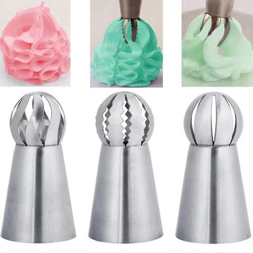 Buse À Tuyauterie Russe 3 Styles Sphère Boule Glaçage Confiseurs Conseils De Pâtisserie Sugarcraft Cupcake Décorateur Cuisine Ustensiles De Cuisson