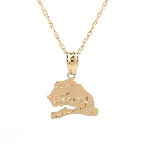 La République Du Sénégal Carte Pendentif Colliers Afrika Femmes Fille Or Couleur Carte Bijoux