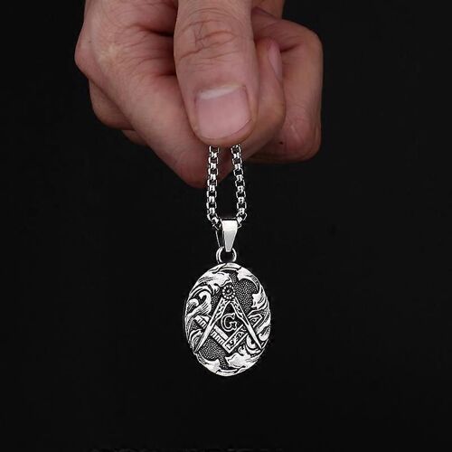 Maçon Maçonnique En Acier Inoxydable Hommes Colliers Pendentifs Chaîne Simple Punk Pour Petit Ami Mâle Bijoux Créativité Cadeau En Gros