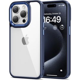Coque Pour Iphone 15 Pro Max 6,7 Pouces, Anti-Jaunissement Étui Téléphone Transparente, Housse De Protection Antichoc - Bleu