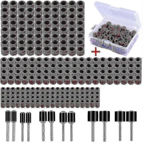 Ponceuse à tambour de 252 pièces avec boîte gratuite,y compris 240 bandes de ponçage et 12 pièces de mandrin de tambour pour outils rotatifs Dremel Shibaod