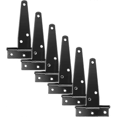 Charnières en T galvanisées de 4 pouces avec charnières de porte robustes (noir) 6 pièces (t-0-g)