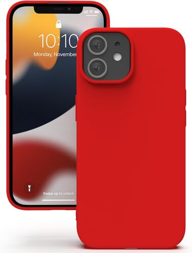 Coque Pour Iphone 12 Mini, Housse En Silicone Doux Avec Découpes Précises Pour Caméra, Design Ultra Mince, Protection 360° À Bords Surélevés - Rouge