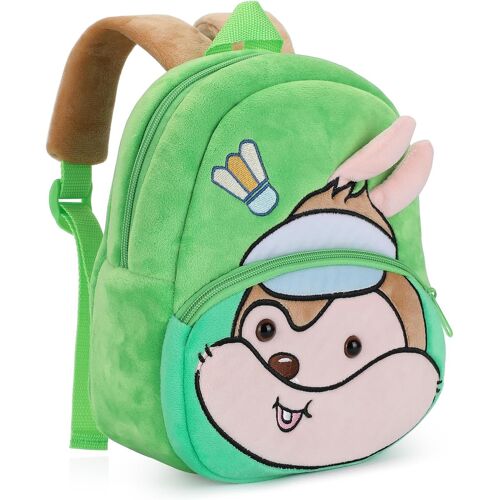 Sac à Dos Enfant Garderie Maternelle Sac Creche Cadeau d'anniversaire pour bébé Sac Animaux École Cartoon Mignon pour bébé Fille garçon 1-3 Ans (Écureuil Vert)