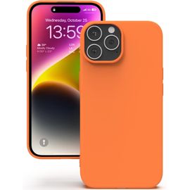 Coque Pour Iphone 14 Pro Max, Housse En Silicone Doux Avec Découpes Précises Pour Caméra, Design Ultra Mince, Protection 360° À Bords Surélevés - Orange