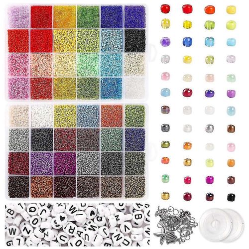 Perles De Rocaille En Verre 35000pcs Kit De Fabrication De Bijoux Alphabet Lettre Perles Nom Bracelets