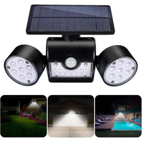 Lampe Solaire Extérieure,Appliques Murales Solaires Extérieures Avec 30 Projecteurs Led À Double Tête Étanches,Rotation À 360 Degrés,Avec Capteur De Mouvement Pour Le Jardin