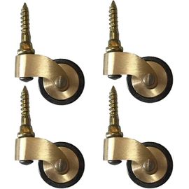 roulettes de meubles en laiton massif,roues pivotantes en caoutchouc à l'ancienne,diamètre de la roue 25 mm,capacité de charge 150 kg,avec tige filetée,compatible compatible