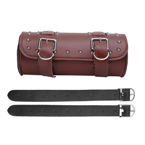 Sac À Outils De Moto En Cuir Artificiel Assez D'espace Universel Durable Rangement À Bagages Marron