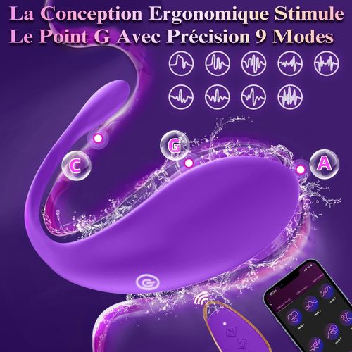 Vibromasseurs Feminin Oeuf Vibrant Femme À Distance Vibromasseur, Femme Clitoridien Puissant Sex Toy¿S Femme Couple Plaisir Gode Vibro-Masseur Vibro Avec Telecommande Silencieux 9 Modes(Violet)