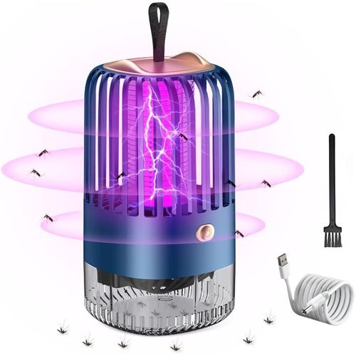 jum-Lampe Anti Moustique Electrique,2 En 1 Tueur D'Insectes Électrique Lampe 360 °Uv Électrique Anti Moustique Sûr Et Efficace Pour Intérieur Extérieur Jardin Terrasse Camping,Bleu