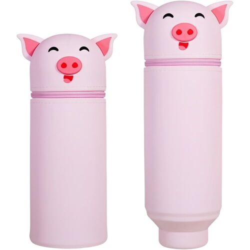 Kal-Kawaii Étui École 2 En 1 En Silicone Souple, 18.5 * 6.5 Cm Porte-Stylos De Table, Série Animale Trousse Pour Legami Stylo Fermeture À Glissière, Trousse Pour Crayons Stylos(Cochon,I)