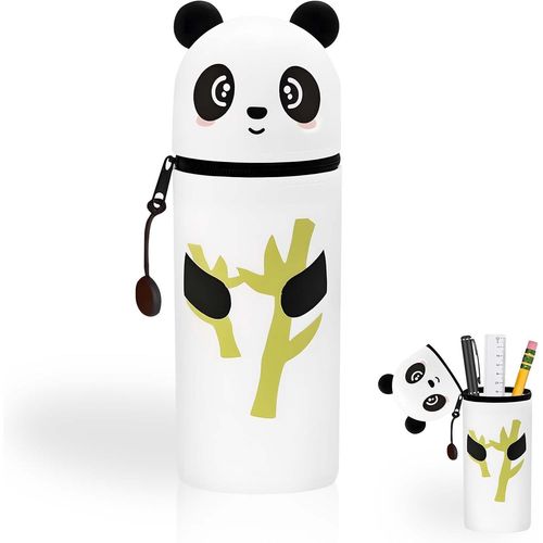 Tianyi-Kawaii Trousse À Crayons, 2 En 1, En Silicone Souple, Porte-Stylo, Motif D'animal, Forme Panda, Panda