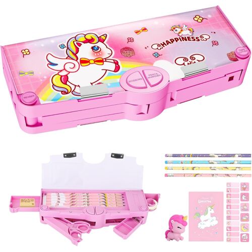 Kal-Trousse À Crayons Pour Fournitures Scolaires, Rose, Licorne Mignonne