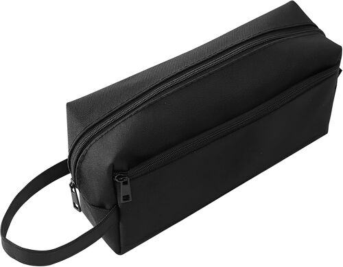KAL-Grande Trousse À Crayons Noire En Tissu Oxford Avec Grande Capacité Pour L'École Secondaire, Le Lycée, Le Bureau, Les Adultes Et Les Enfants