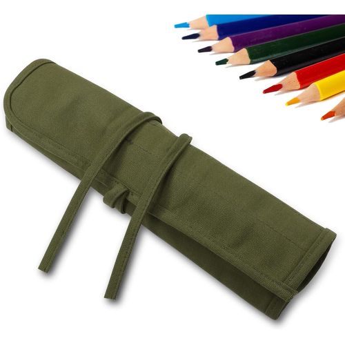 ERYI-Sac A Crayon De Toile, 72 Trous Pochette Pour Crayons, Trousse De Crayons De Couleurs Sac Multi-Usages (Crayons Non Inclus)