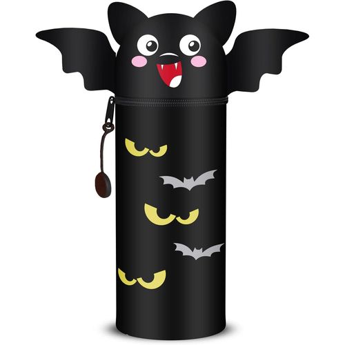 Trousse Ecole 2 En 1 En Silicone Souple Kawaii, Porte-Plume, Fermeture Eclair En Silicone, Pochette De Stylo, Crayons, Étui Pour Fournitures Scolaires De Grande Capacité (Chauves-Souris)[Z726]