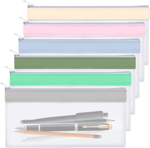 Kalanka-6 Pièces Trousse Transparente Trousse À Crayons Transparente Trousse Scolaire Grande Capacité Trousse Scolaire Translucide Trousse De Toilette Portable Pour Étudiants Examen Bureau