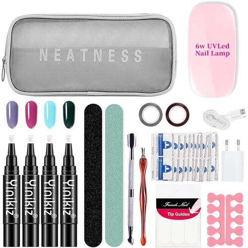 Kal-Stylo De Vernis À Ongles, 3 En 1 Une Étape Nail Gel Pen Avec 6w Lampe Uv Et Complet Manucure Outils, Pas Besoin De Base De Couche Supérieure Pour Nail Art, Kit De Vernis À Ongles#5 