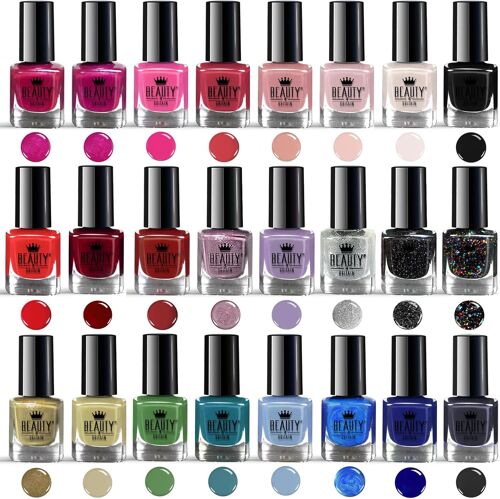 Ensemble De 24 Vernis À Ongles ""Splash"" - 24 Couleurs Modernes Différentes À Séchage Rapide (Set B) 