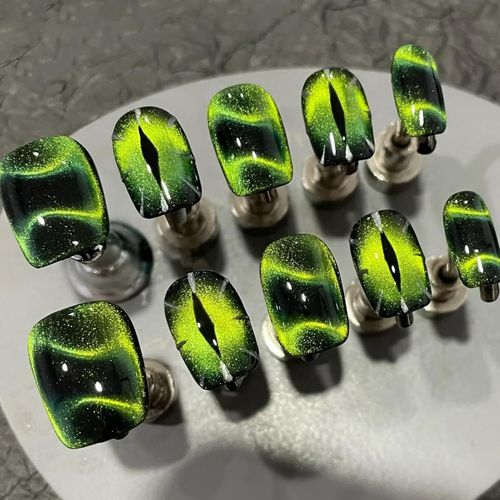 Born Pretty Vernis Semi Permanents Magnétique, Cat Magnétique Eye Gel Nail Polish Noir Vert Pailleté Glitter Soak Off U V/Led Vernis À Ongles Pour Salon Diy Home 