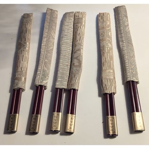 Lot De 6 Paires De Baguettes Chinoises + Étui Tissu