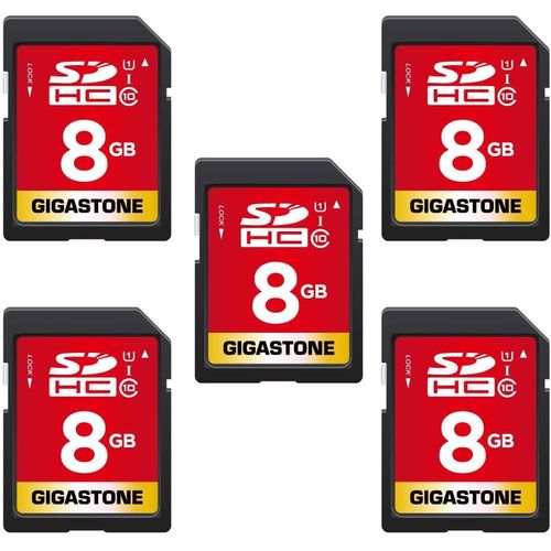 8 Go Sdhc Carte Mémoire, Lot De 5 Cartes, Haute Vitesse Pour La Réserve Des Photos, Des Vidéos, Du Musique, Des Fichiers Vocaux, Caméscope, Caméra, Enregistreur, Pc, Mac, Classe 10