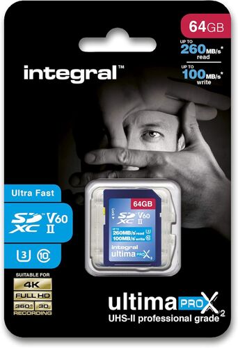 64GB UHS-II SD V60 Card Up to 260MB/s Read and 100MB/s Write SDXC Professional High Speed Memory Card