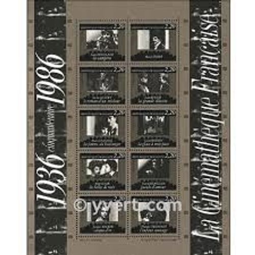 Cinquantenaire De La Cinématèque Française (Vues De Scènes De Films) Bloc Feuillet 9 Année 1986 N° 2433 2434 2435 2436 2437 2438 2439 2440 2441 2442 Yvert Et Tellier Luxe